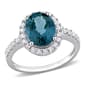 Gemstones Classics&#40;tm&#41; 10kt. White Gold Oval Blue Topaz Halo Ring - image 1