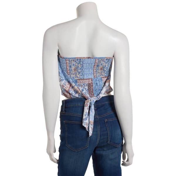 Juniors Madden Girl Patchwork Smock Tie Back Tube Top
