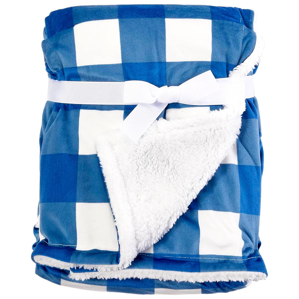 Azzure Gingham Fleece Reversible Blanket
