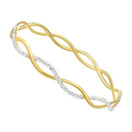 Gold Over Sterling Silver Twist Crystal Bangle Bracelet