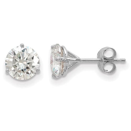 True Light(tm) 6.5mm Round Moissanite Martini Post Earrings - image 