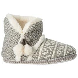 Capelli New York Multi Knit Boot Slippers with Poms