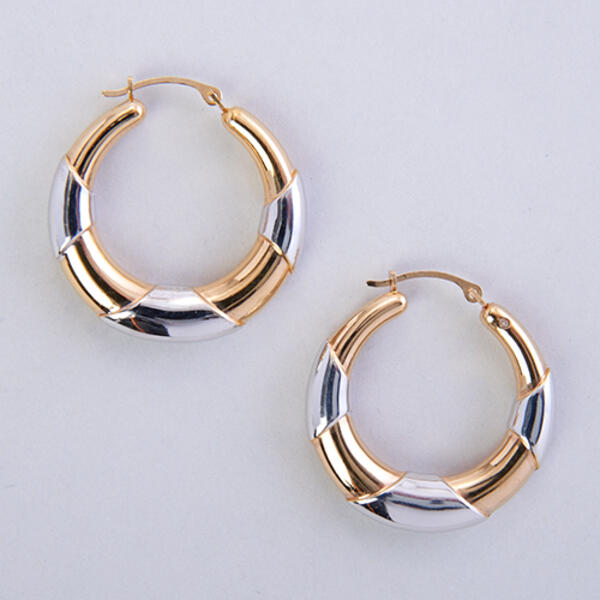 Evergold&#40;tm&#41; 14kt. Two-Tone Hoop Earrings - image 