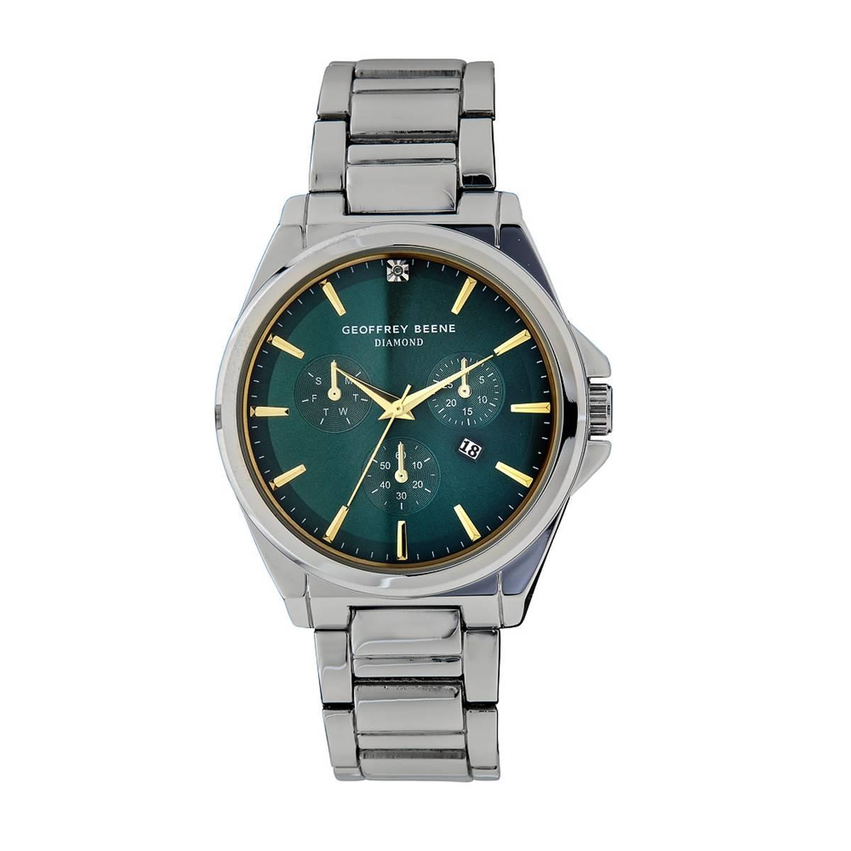 Mens Geoffrey Beene® Silver-Tone Chronograph Watch -...
