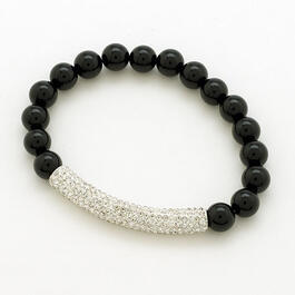 Genuine Hematite Beads & Crystal Bar Stretch Bracelet