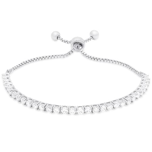 Silver Plated & Cubic Zirconia Adjustable Bracelet - image 