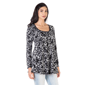 Womens 24/7 Comfort Apparel Floral Black Long Sleeve Tunic Top - image 2