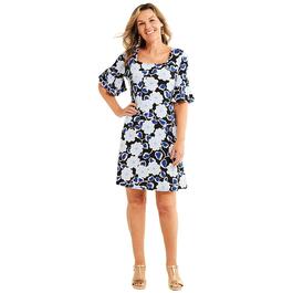 Plus Size Ruby Rd. Elbow Sleeve Embossed Floral Shift Dress
