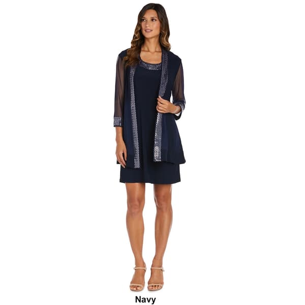 Petite R&M Richards Chevron Metallic Jacket Dress - image 