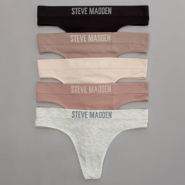 Womens Steve Madden 5pk. Ribbed Knit Thong SM19783A5