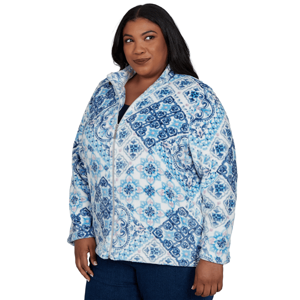 Plus Size Alfred Dunner Classics Medallion Zip Front Jacket