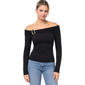 Juniors Love Tree Long Sleeve Off The Shoulder Hardware Top - image 1