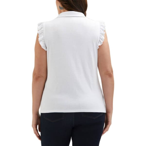 Plus Size Rafaella&#174; Flutter Sleeveless Solid Polo