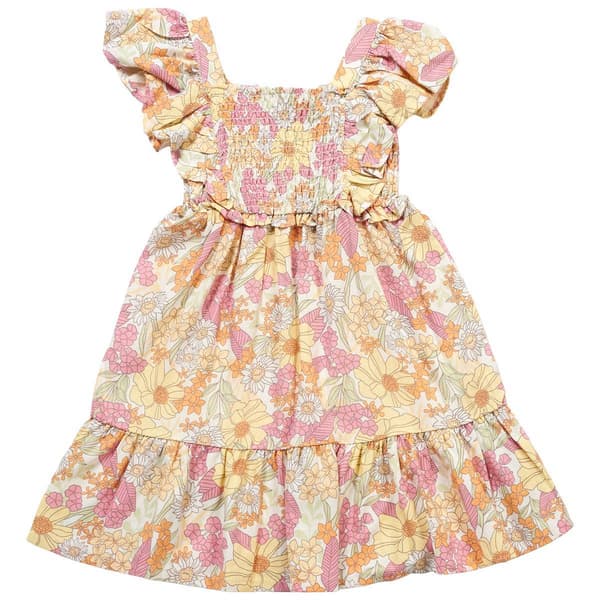 Girls (7-16) Jessica Simpson Short Sleeve Smocked Floral Dress - image 