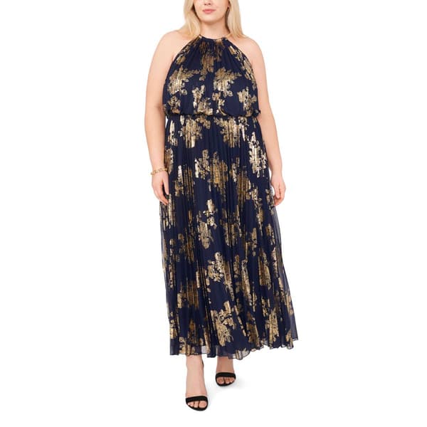 Plus Size MSK Sleeveless Pleated Halter Neck Maxi Dress - image 