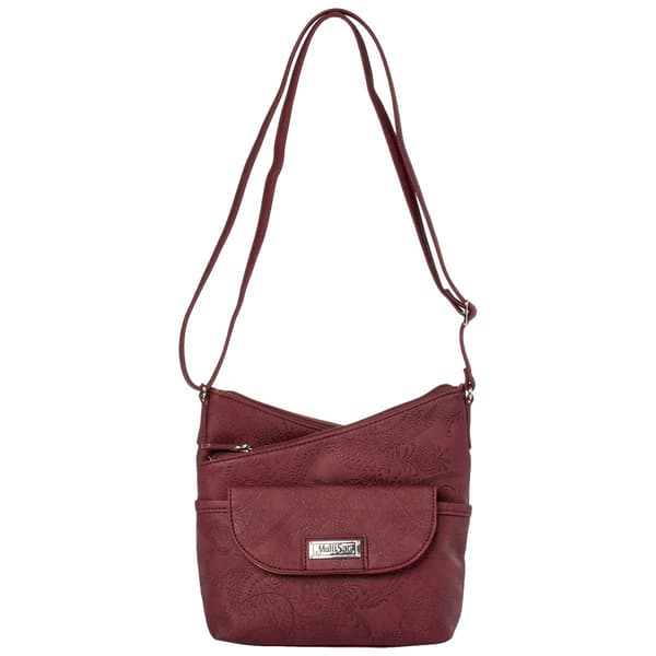 MultiSac Vista Burgundy Stitch Floral Crossbody