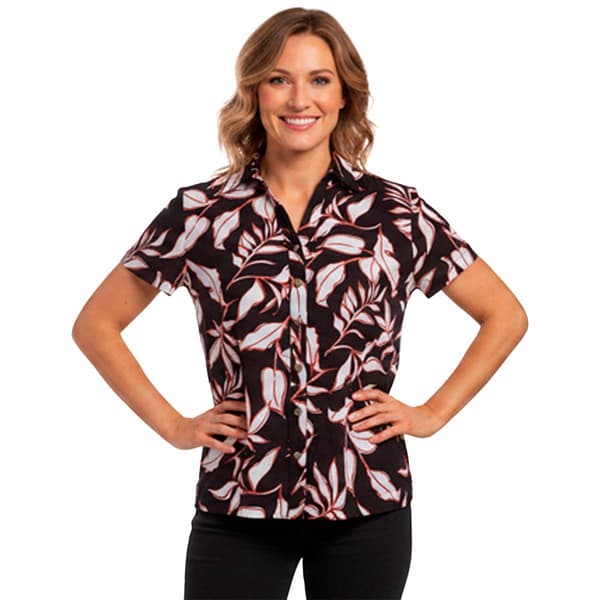Womens Hasting & Smith Short Sleeve Leaf Crinkle Blouse - image 