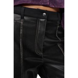 Womens DKNY Faux Leather & Ponte Mix Media Pants