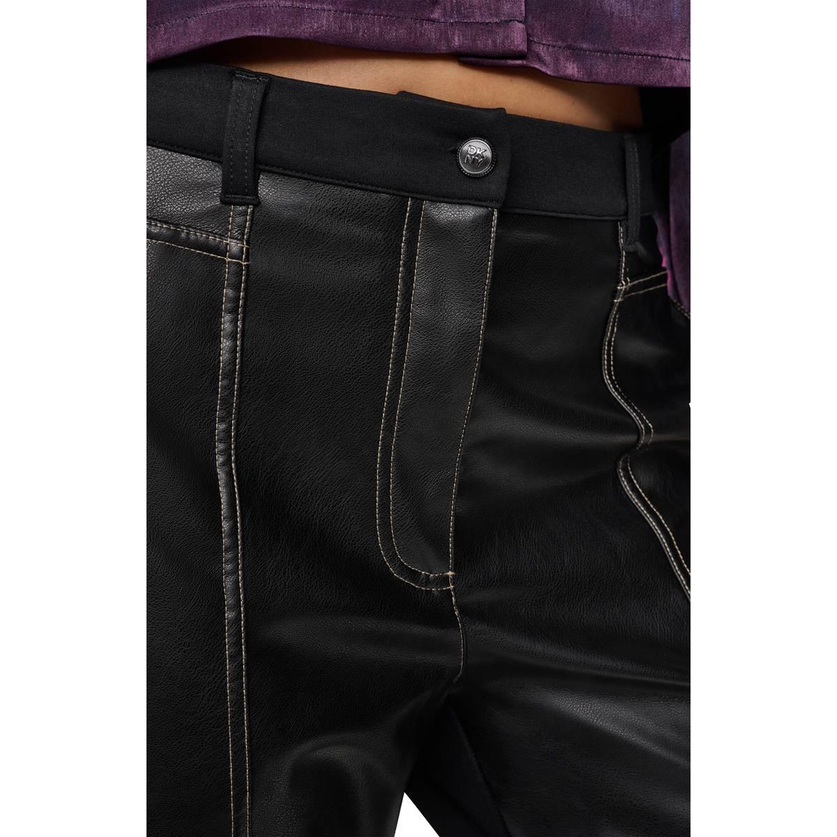 Womens DKNY Faux Leather & Ponte Mix Media Pants