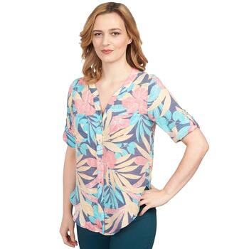Womens Ruby Rd. Wovens Etched Tropical Button Front Blouse - Boscov's