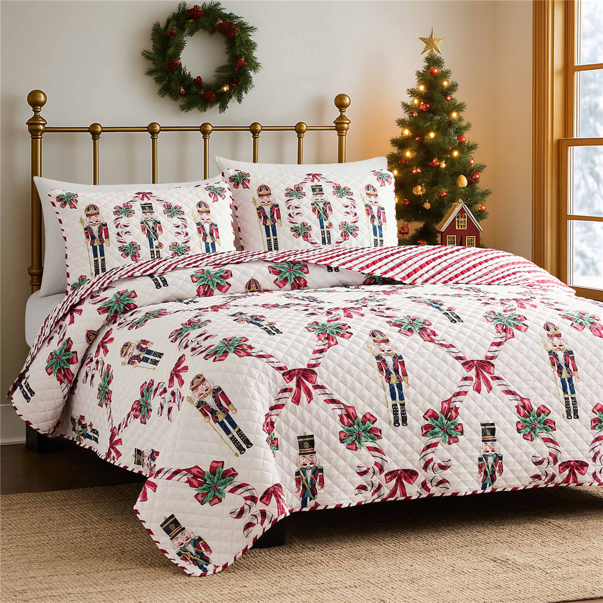 Avanti Nutcracker March 3pc. Reversible Quilt Set