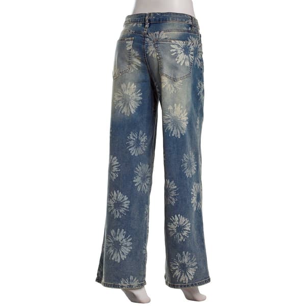 Juniors Madden Girl 90''s Wide Leg Discharge Print Flower Jeans