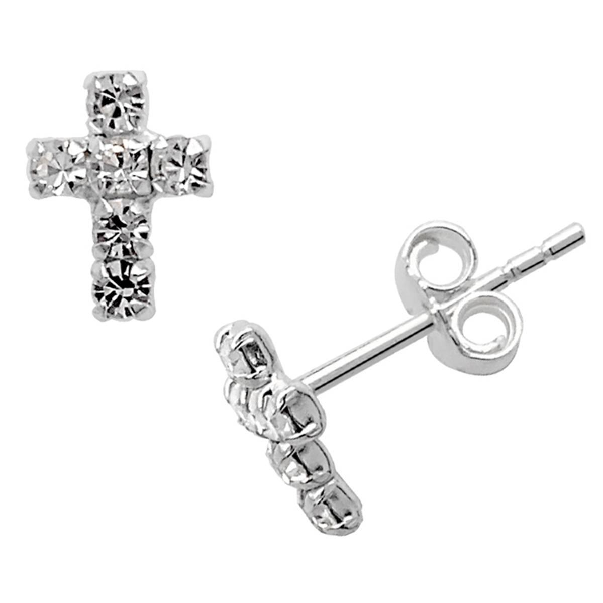 Marsala Sterling Silver Crystal Cross Stud Earrings