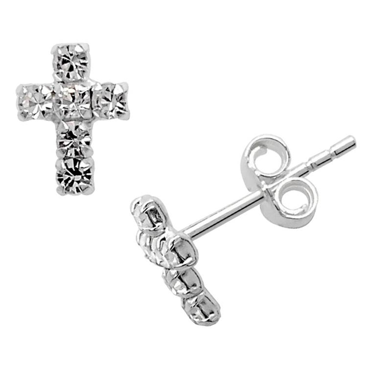 Marsala Sterling Silver Crystal Cross Stud Earrings