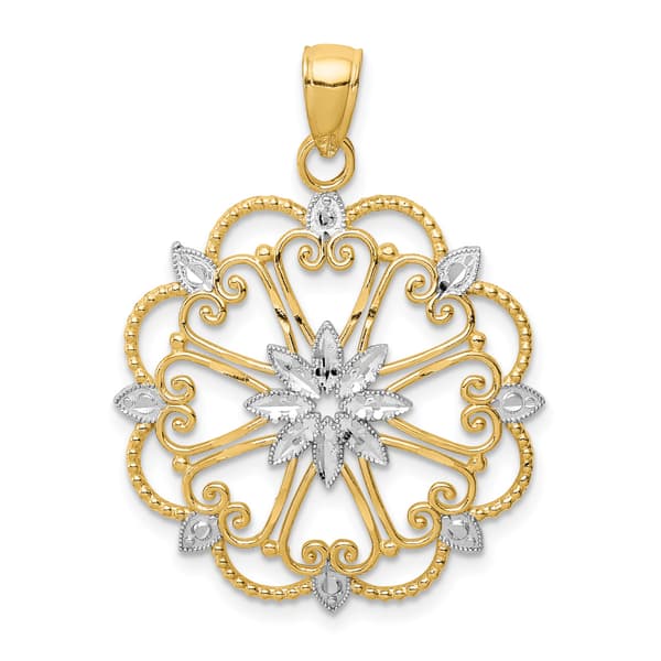 Gold Classics&#40;tm&#41; 14kt. Gold & Rhodium Starburst Pendant - image 