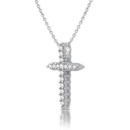 Nova Star® Sterling Silver 1/4ctw Lab Grown Diamond Cross Pendant