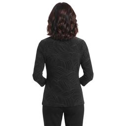Petite Kasper 3/4 Sleeve Studded Keyhole Neck Swirl Blouse