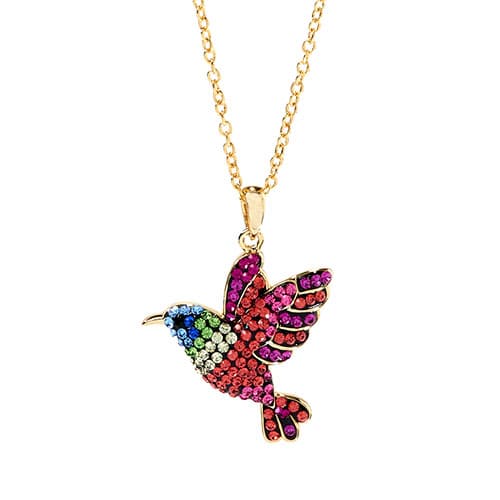 Multi Color Crystal Hummingbird Pendant