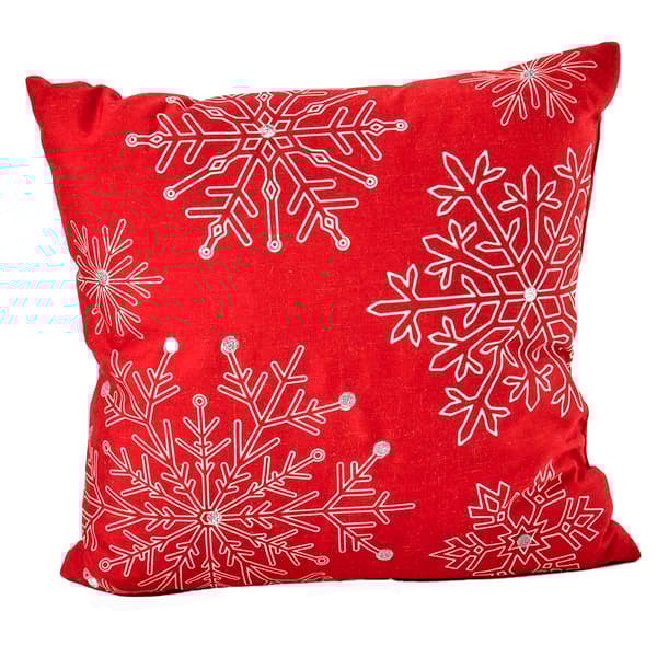 Snowflakes Red Decorative Pillow - 18x18