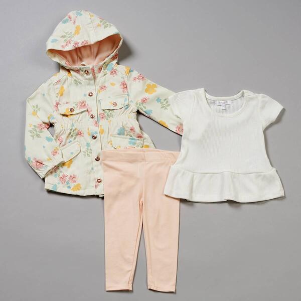 Baby Girl &#40;12-24M&#41; Tahari 3pc. Floral Jacket/Top & Leggings Set - image 