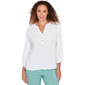 Womens Heart''s of Palm Fresh Start Solid Crinkle 3/4 Sleeve Top - image 1