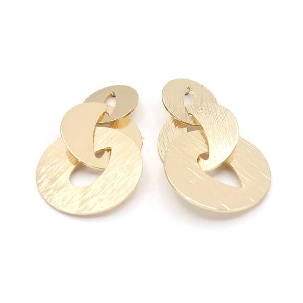 Adrienne Vittadini Gold Hammered Triple Oval Interlock Earrings - image 
