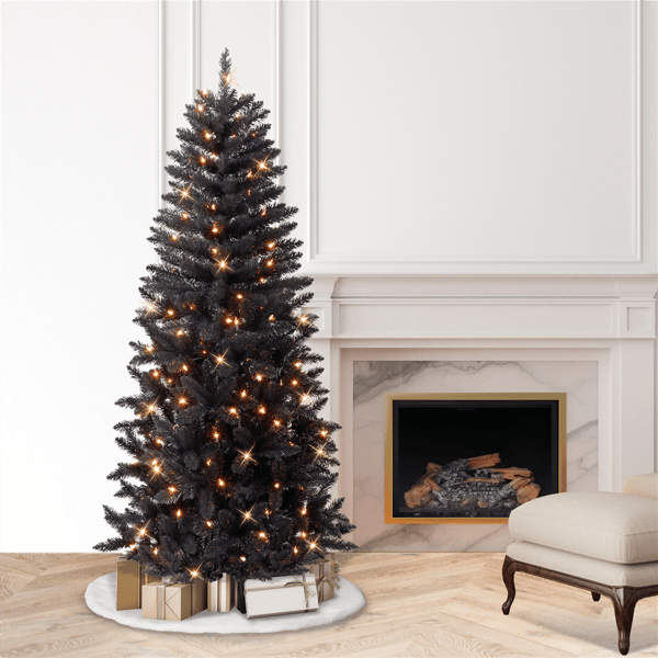 Puleo International 7ft. Pre-Lit Black Carson Pine Christmas Tree
