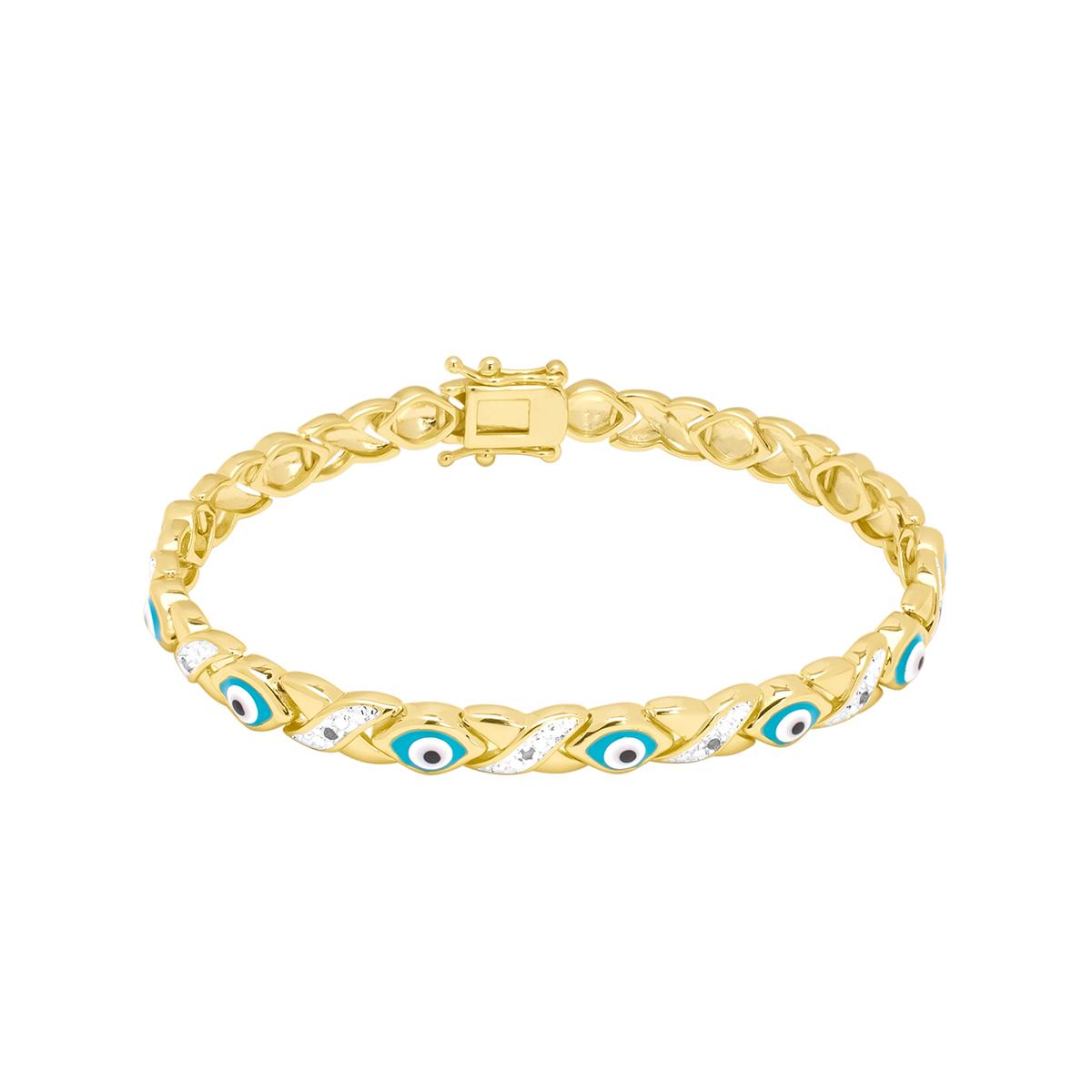 Gianni Argento Diamond Enamel Evil Eye Bracelet
