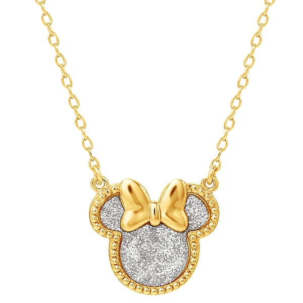 Disney Minnie Mouse Yellow Gold Plated Glitter Necklace