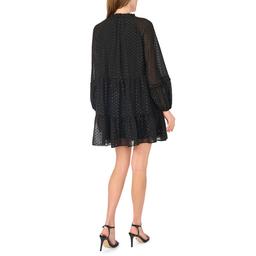 Womens Cece Long Sleeve Clip Dot Tier Babydoll Dress