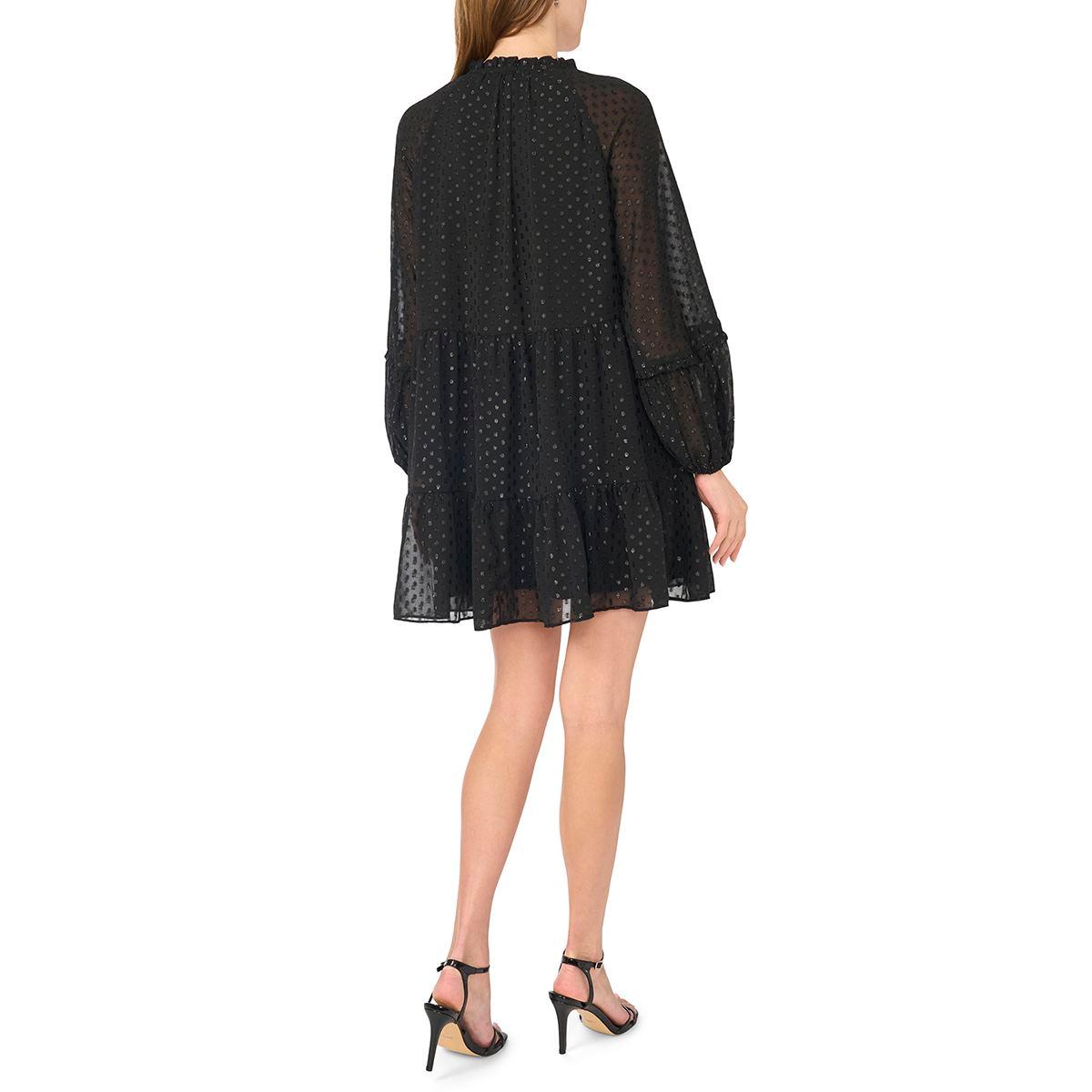 Womens Cece Long Sleeve Clip Dot Tier Babydoll Dress