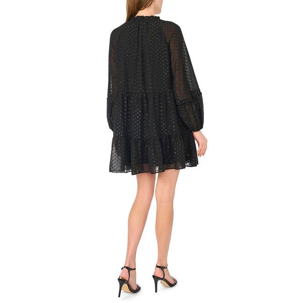 Womens Cece Long Sleeve Clip Dot Tier Babydoll Dress
