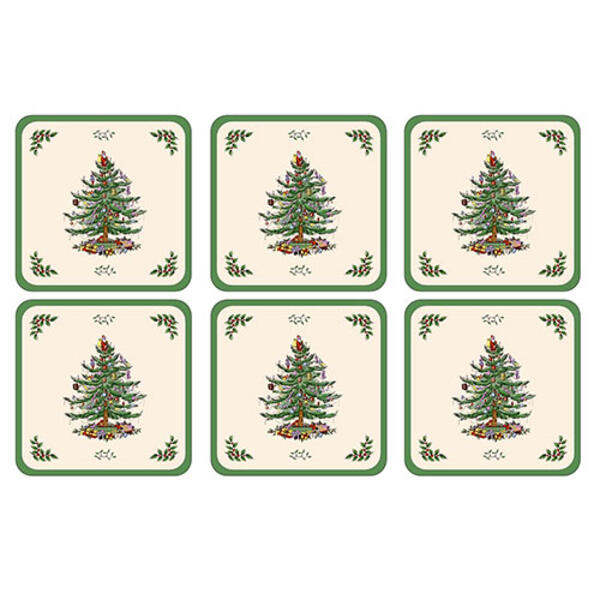Spode Christmas Tree Coasters - Set of 6 - image 