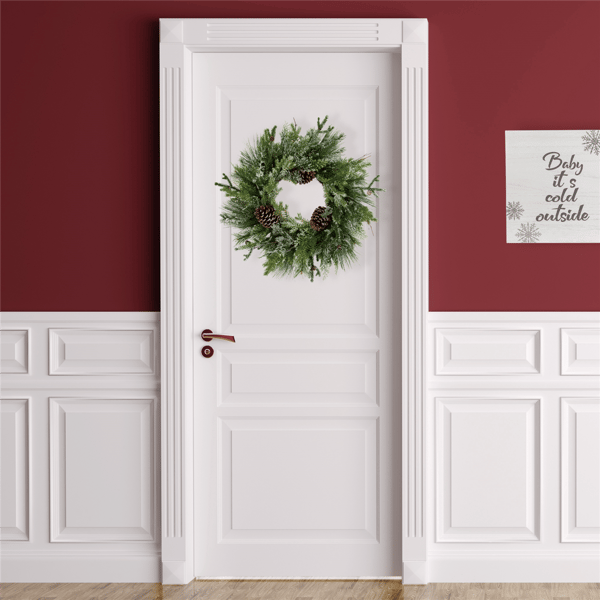 Northlight 28in. Frosted Mixed Pine & Cedar Christmas Wreath
