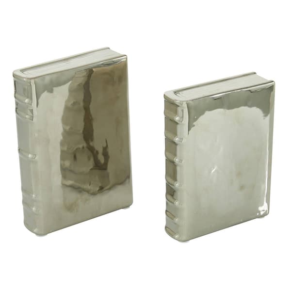 9th & Pike&#174; Silver Ceramic Bookend Sculptures - Set of 4