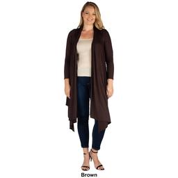 Plus Size 24/7 Comfort Apparel Extra Long Open Cardigan