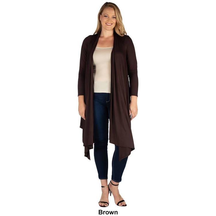 Plus Size 24/7 Comfort Apparel Extra Long Open Cardigan