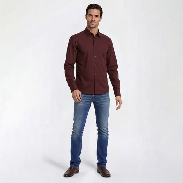 Mens Architect® Performance Regular Fit Dress Shirt-Dark Chestnut