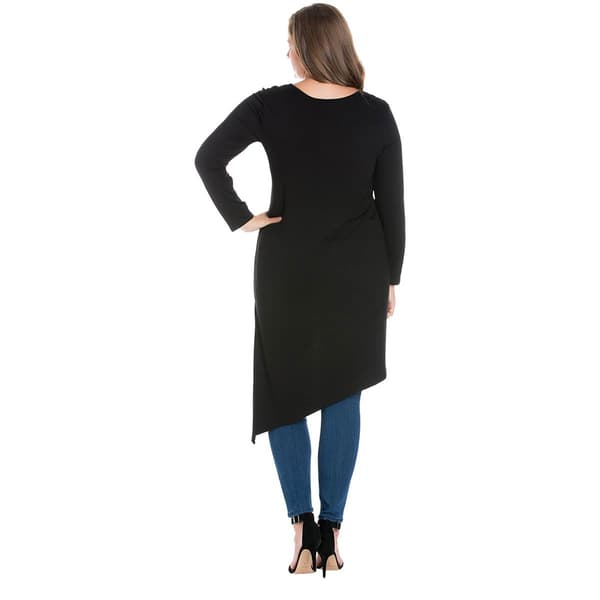 Plus Size 24/7 Comfort Apparel Asymmetrical Knee Length Tunic