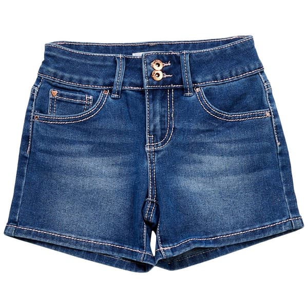 Girls &#40;7-14&#41; YMI&#174; Heavy Stitch Embroidered Pockets Denim Shorts